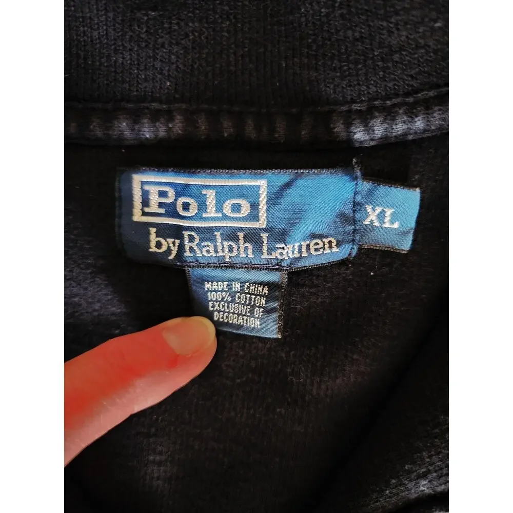 Polo Ralph Lauren Men's XL Black 1/4 Zip Sweater Pullover Classic Preppy
